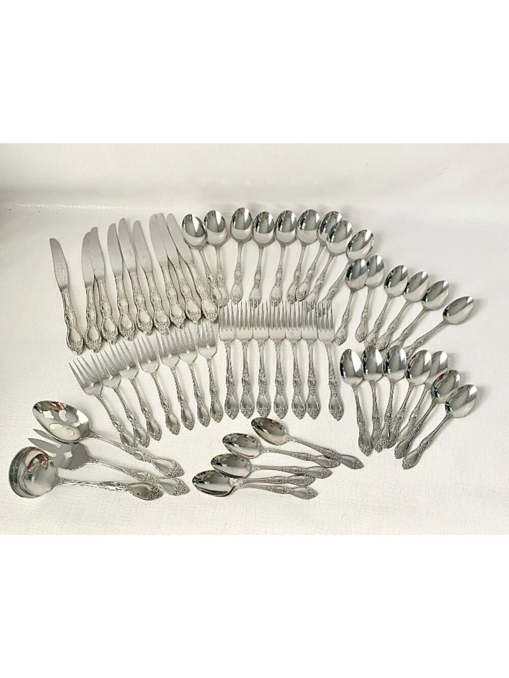 Lot 50 Oneida HUNTINGTON WM Rogers Deluxe Stainless Flatware Setting For 7 Spoon